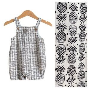 Janie and Jack White Black Pineapple Print Overall Romper